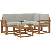 vidaXL Outdoor-Sofagarnitur 5 stk. Natürlich und Hellgrau