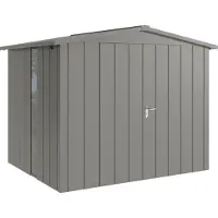 Hörmann , Metall-Gerätehaus "Juno" mit Satteldach, JSD9 - Modern, 262 x 214 cm (B x T), graualuminium, mit bodentiefem Fenster, 2-flüglige Tür