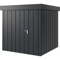 Hörmann , Metall-Gerätehaus "Juno" mit Flachdach, JFD5 - Modern, 214 x 214 cm (B x T), anthrazit, 1-flüglige Tür, Anschlag links