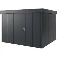 Hörmann , Metall-Gerätehaus "Juno" mit Flachdach, JFD13 - Design, 310 x 262 cm (B x T), anthrazit, 1-flüglige Tür, Anschlag links