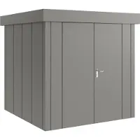 Hörmann , Metall-Gerätehaus "Juno" mit Flachdach, JFD5 - Design, 214 x 214 cm (B x T), graualuminium, 2-flüglige Tür