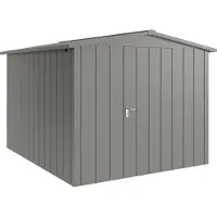 Hörmann , Metall-Gerätehaus "Juno" mit Satteldach, JSD11 - Modern, 262 x 310 cm (B x T), graualuminium, 1-flüglige Tür, Anschlag rechts
