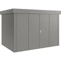 Hörmann , Metall-Gerätehaus "Juno" mit Flachdach, JFD12 - Design, 310 x 214 cm (B x T), graualuminium, 2-flüglige Tür
