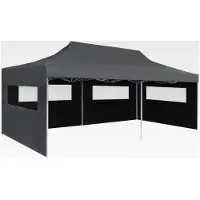 Markenlos Partyzelt 3x6 m Pavillon mit Seitenteilen Faltzelt Gartenpavillon Gartenzelt Bierzelt Faltpavillon (Anthrazit)