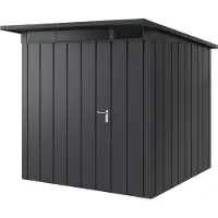 Hörmann , Metall-Gerätehaus "Juno" mit Pultdach, JPD5 - Modern, 214 x 214 cm (B x T), anthrazit, 1-flüglige Tür, Anschlag links