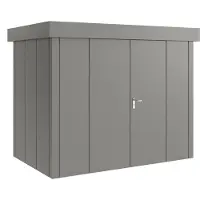 Hörmann , Metall-Gerätehaus "Juno" mit Flachdach, JFD8 - Design, 262 x 166 cm (B x T), graualuminium, 2-flüglige Tür