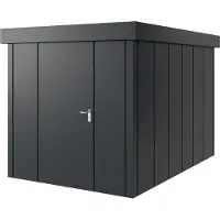 Hörmann , Metall-Gerätehaus "Juno" mit Flachdach, JFD7 - Design, 214 x 310 cm (B x T), anthrazit, 1-flüglige Tür, Anschlag links