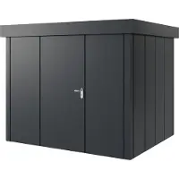 Hörmann , Metall-Gerätehaus "Juno" mit Flachdach, JFD9 - Design, 262 x 214 cm (B x T), anthrazit, 1-flüglige Tür, Anschlag links