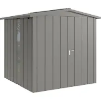 Hörmann , Metall-Gerätehaus "Juno" mit Satteldach, JSD5 - Modern, 214 x 214 cm (B x T), graualuminium, mit bodentiefem Fenster, 2-flüglige Tür