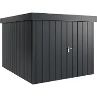 Hörmann , Metall-Gerätehaus "Juno" mit Flachdach, JFD11 - Modern Europapromotion, 262 x 310 cm (B x T), anthrazit, 2-flüglige Tür