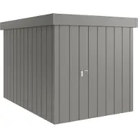 Hörmann , Metall-Gerätehaus "Juno" mit Flachdach, JFD7 - Modern, 214 x 310 cm (B x T), graualuminium, 1-flüglige Tür, Anschlag rechts