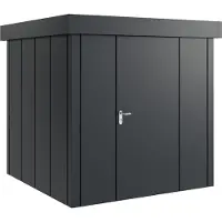 Hörmann , Metall-Gerätehaus "Juno" mit Flachdach, JFD5 - Design, 214 x 214 cm (B x T), anthrazit, 1-flüglige Tür, Anschlag rechts