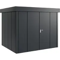 Hörmann , Metall-Gerätehaus "Juno" mit Flachdach, JFD9 - Design, 262 x 214 cm (B x T), anthrazit, 2-flüglige Tür