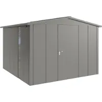 Hörmann , Metall-Gerätehaus "Juno" mit Satteldach, JSD14 - Design, 310 x 310 cm (B x T), graualuminium, mit bodentiefem Fenster, 1-flüglige Tür, Anschlag rechts