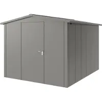 Hörmann , Metall-Gerätehaus "Juno" mit Satteldach, JSD11 - Design, 262 x 310 cm (B x T), graualuminium, 1-flüglige Tür, Anschlag links