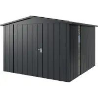 Hörmann , Metall-Gerätehaus "Juno" mit Satteldach, JSD14 - Modern, 310 x 310 cm (B x T), anthrazit, mit bodentiefem Fenster, 1-flüglige Tür, Anschlag links