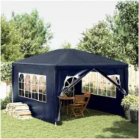 Markenlos Wasserdichter Pop Up Pavillon mit Seitenwänden, Faltpavillon für Camping und Partys 3x4 m Blau