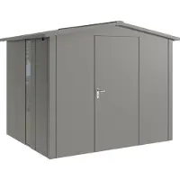Hörmann , Metall-Gerätehaus "Juno" mit Satteldach, JSD9 - Design, 262 x 214 cm (B x T), graualuminium, mit bodentiefem Fenster, 1-flüglige Tür, Anschlag rechts