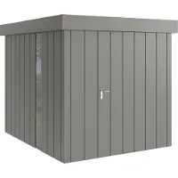 Hörmann , Metall-Gerätehaus "Juno" mit Flachdach, JFD6 - Modern, 214 x 262 cm (B x T), graualuminium, mit bodentiefem Fenster, 1-flüglige Tür, Anschlag rechts