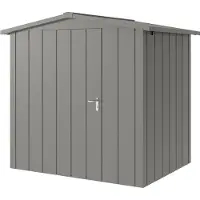 Hörmann , Metall-Gerätehaus "Juno" mit Satteldach, JSD4 - Modern, 214 x 166 cm (B x T), graualuminium, 1-flüglige Tür, Anschlag links