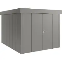 Hörmann , Metall-Gerätehaus "Juno" mit Flachdach, JFD11 - Design, 262 x 310 cm (B x T), graualuminium, 2-flüglige Tür