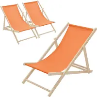 ECD-Germany 3x Liegestuhl klappbar aus Holz, Orange, bis 120kg, 3 Liegepositionen, Sonnenliege Gartenliege Relaxliege Strandliege Strandliegestuhl
