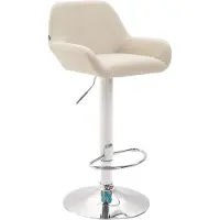 DELUKE Barhocker DUBLIN - Creme, Kunstleder, Chrom | Barhocker mit Lehne Barstuhl Tresenhocker Tresenstuhl Kneipenhocker Kneipenstuhl