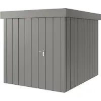 Hörmann , Metall-Gerätehaus "Juno" mit Flachdach, JFD6 - Modern Europapromotion, 214 x 262 cm (B x T), graualuminium, 1-flüglige Tür, Anschlag links