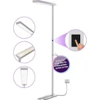 DOTLUX LED-Stehleuchte Linearo, Leistung 50 W, 5600 lm, 4000 K, bildschirmarbeitsplatzfähig, L 880 x B 100 x H 1852 mm, Aluminium & Stahl, weißalu RAL 9006