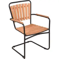 DELUKE Gartenstuhl 4er Set HEIDI - Teak, Schwarz | Freischwinger Wetterfest Gartenstühle Outdoor Essstühle