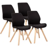 CLP Esszimmerstuhl 4er Set gepolstert Luna, moderner Polsterstuhl mit Rückenlehne schwarz Material Stoff