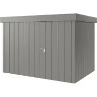 Hörmann , Metall-Gerätehaus "Juno" mit Flachdach, JFD12 - Modern, 310 x 214 cm (B x T), graualuminium, 1-flüglige Tür, Anschlag links