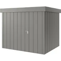 Hörmann , Metall-Gerätehaus "Juno" mit Flachdach, JFD9 - Modern, 262 x 214 cm (B x T), graualuminium, 1-flüglige Tür, Anschlag links