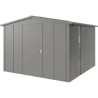 Hörmann , Metall-Gerätehaus "Juno" mit Satteldach, JSD14 - Design, 310 x 310 cm (B x T), graualuminium, mit bodentiefem Fenster, 1-flüglige Tür, Anschlag links