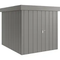 Hörmann , Metall-Gerätehaus "Juno" mit Flachdach, JFD6 - Modern Europapromotion, 214 x 262 cm (B x T), graualuminium, 2-flüglige Tür