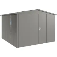 Hörmann , Metall-Gerätehaus "Juno" mit Satteldach, JSD14 - Design, 310 x 310 cm (B x T), graualuminium, mit bodentiefem Fenster, 2-flüglige Tür