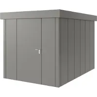 Hörmann , Metall-Gerätehaus "Juno" mit Flachdach, JFD7 - Design, 214 x 310 cm (B x T), graualuminium, 1-flüglige Tür, Anschlag links
