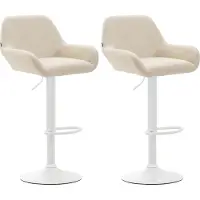 DELUKE Barhocker 2er Set DUBLIN - Creme, Kunstleder, Weiß | Barhocker mit Lehne Barstuhl Tresenhocker Tresenstuhl Kneipenhocker Kneipenstuhl