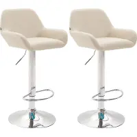 DELUKE Barhocker 2er Set DUBLIN - Creme, Kunstleder, Chrom | Barhocker mit Lehne Barstuhl Tresenhocker Tresenstuhl Kneipenhocker Kneipenstuhl