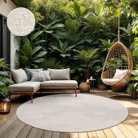 TT Home In-& Outdoorteppich Wetterfest Balkon Schlafzimmer Boho Skandi Motiv Unifarben Geometrische Optik Moderner Style Größe 200 cm Rund