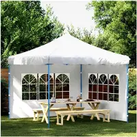 Markenlos Seitenwand für Partyzelte mit Fenstern | Zeltwand 300x195cm Weiß | UV- und wasserabweisend | Zubehör für Gartenzelte