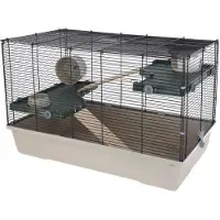 Kerbl Dreistöckiger Käfig für kleine Nagetiere 80 x 45 x 53 cm - FLAT NATURE -