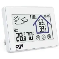 CGV MyMétéo-1BM, Weiß, Innen-Hygrometer, Innen-Thermometer, Außen-Hygrometer, Außen-Thermometer, 100 m, LCD, 11,9 cm (4.7"), DC / Batterie