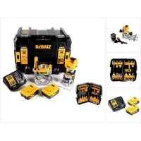 DeWalt DCW 604 P2 Akku Kombifräse 18V 55mm + 2x Akkus 5,0 Ah + 1x Schnelladegerät + Fräser Set 12 tlg in TSTAK