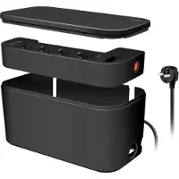 Ginza.se Outlet Strip, Storage box w/4 safety +1 Euro socket, w/2x USB-A, 1x USB-C, black