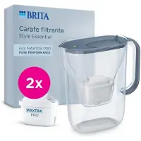 Brita Filterkrug – Essential Style Mineral Blue – 2,4 l Fassungsvermögen, einschließlich 1,4 l gefiltertem Wasser – 2 Maxtra Pro Pure Filter