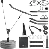 SUGIFT Kabelzug, 2 Stück Latzug bis 150 kg Belastbar, Krafttrainingsgerät mit Latzugstange Seilzug, Übungen für Arme Rücken Schultern, Pulley System DIY Latzugturm für Heimtrainer Fitnesscenter Zuhause