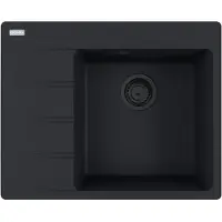 Franke Spüle CNG 611-62 BLACK MATT COLLECTION Becken rechts mit Excenterbedienung / Ausschnittmaß 600 x 480 mm R15 / Granitspüle