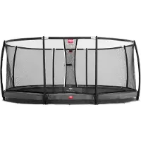 Berg Trampolin InGround "Grand Champion" mit Sicherheitsnetz Deluxe, Randbezug Grau