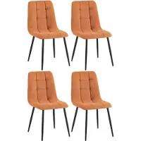 CLP 4er Set Esszimmerstuhl Tilde gepolstert mit Rückenlehne bis 150 kg belastbar orange Material Cord